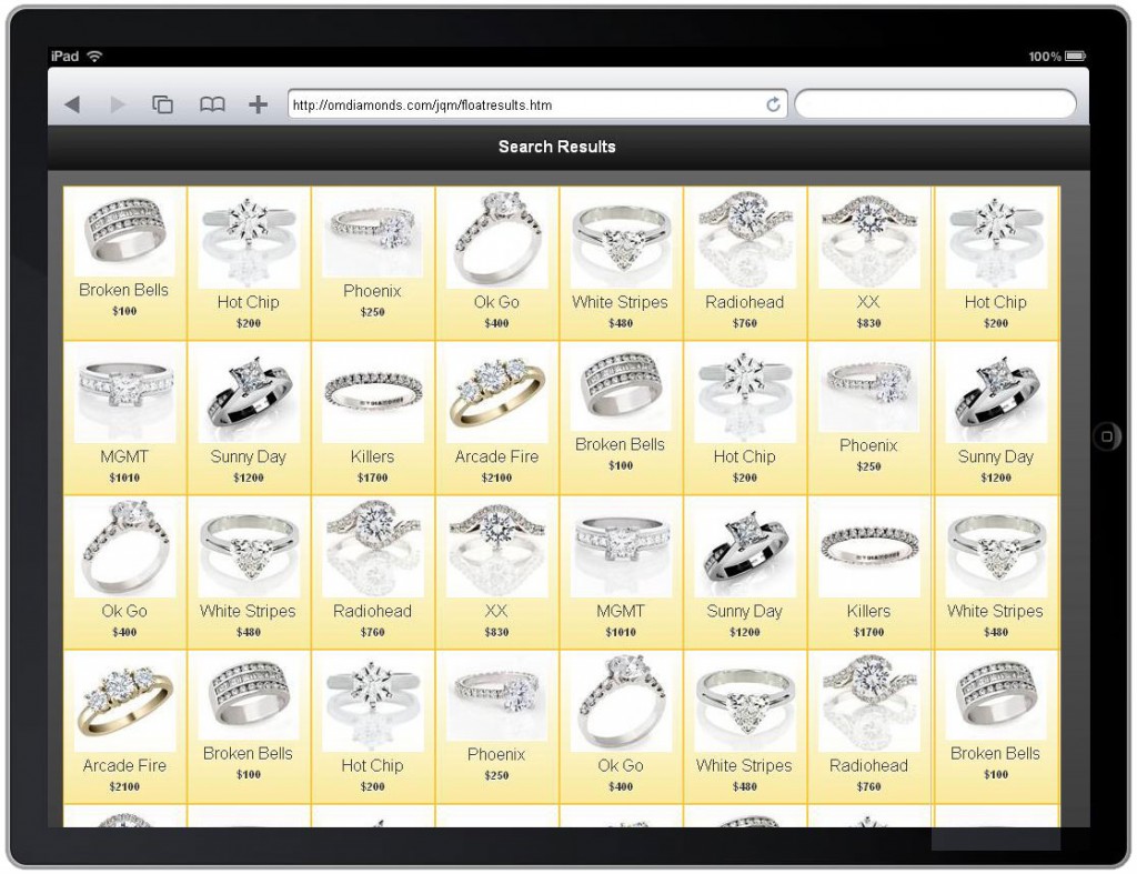 Jewelry iPad App - Results Catalog Jewelry iPad App - Results Catalog